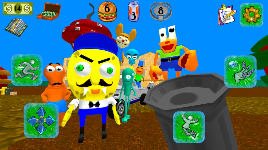 Sponge Neighbor Escape 3D (Спонж Сосед Побег 3D) [МОД: Много монет, Открытые уровни и Мега MOD] Screenshot 3