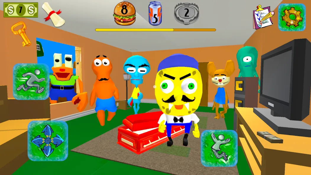 Sponge Neighbor Escape 3D (Спонж Сосед Побег 3D) [МОД: Много монет, Открытые уровни и Мега MOD] Screenshot 4