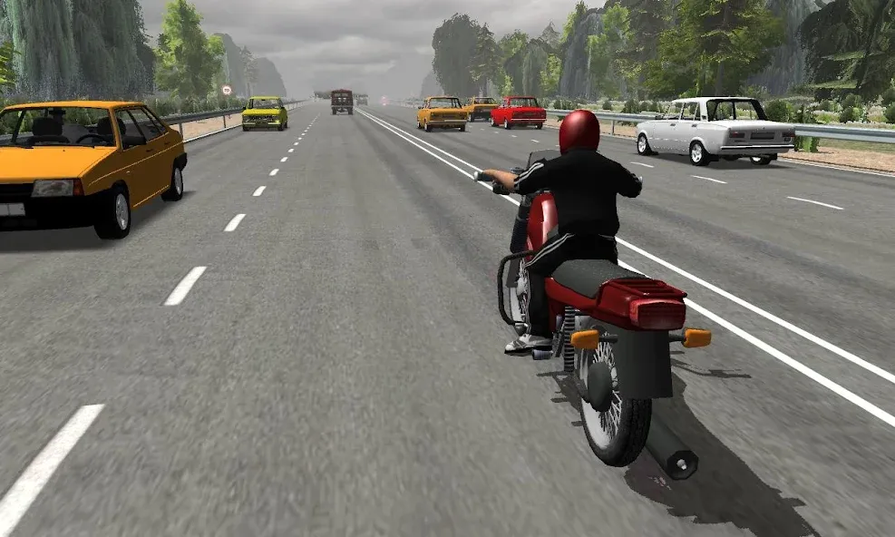 Russian Moto Traffic Rider 3D [МОД: Много монет, Открытые уровни и Мега MOD] Screenshot 1