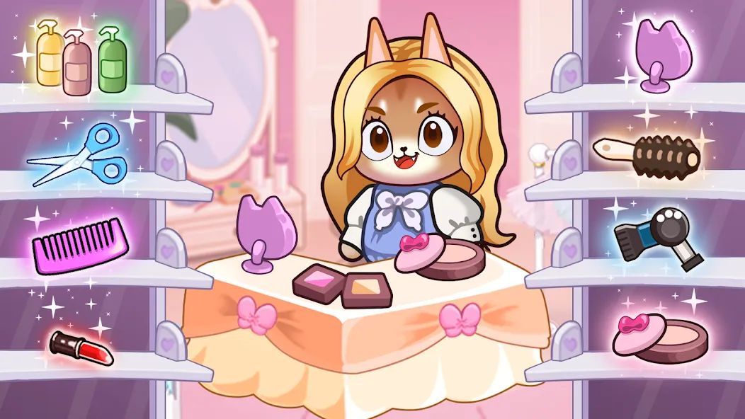Idle Cat Makeover: Hair Salon [МОД: Много денег, Монет и Все открыто] Screenshot 1