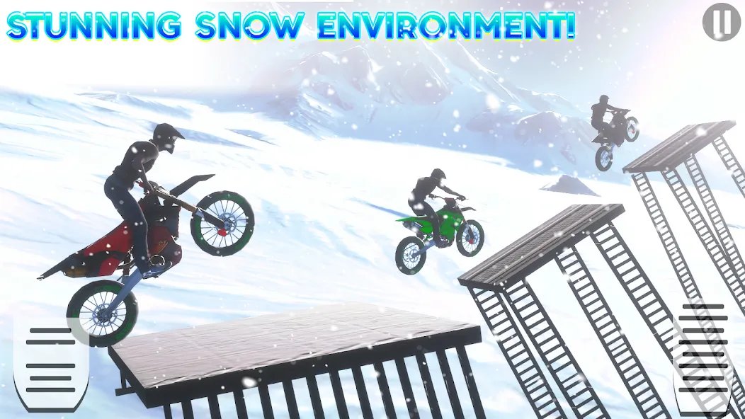Snow Tricky Bike Stunt Race 3D [МОД: Все открыто, Дополнительные деньги и Меню MOD] Screenshot 2