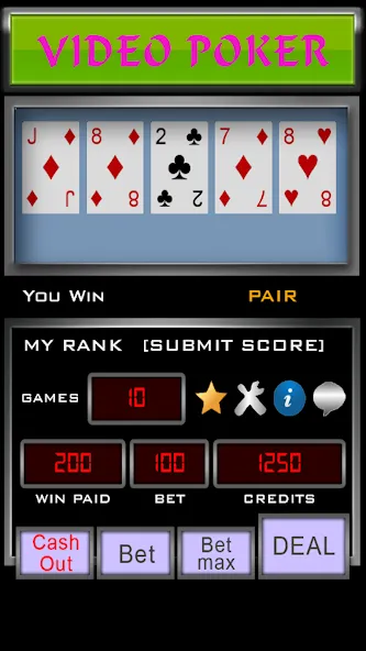 Video Poker (Видео Покер) [МОД: Все открыто, Дополнительные деньги и Меню MOD] Screenshot 1