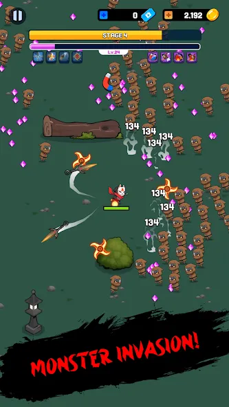 NINJA SURVIVOR.io [МОД: Много монет, Открытые уровни и Мега MOD] Screenshot 1