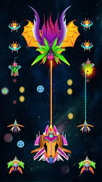 Galaxy Shooting: Alien Attack (Гэлэкси Шутинг) [МОД: Много денег, Монет и Все открыто] Screenshot 1