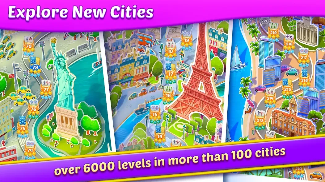 Mahjong City Tours: Tile Match (Маджонг Сити Турс) [МОД: Бесконечные деньги, Монеты и Мега MOD] Screenshot 3