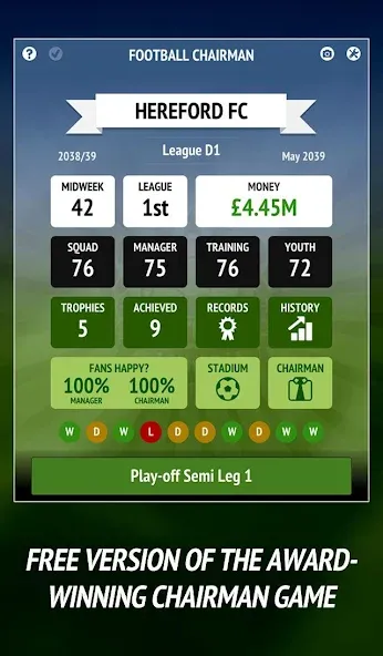 Football Chairman (Soccer) (Футбольный председатель) [МОД: Много монет, Открытые уровни и Мега MOD] Screenshot 1