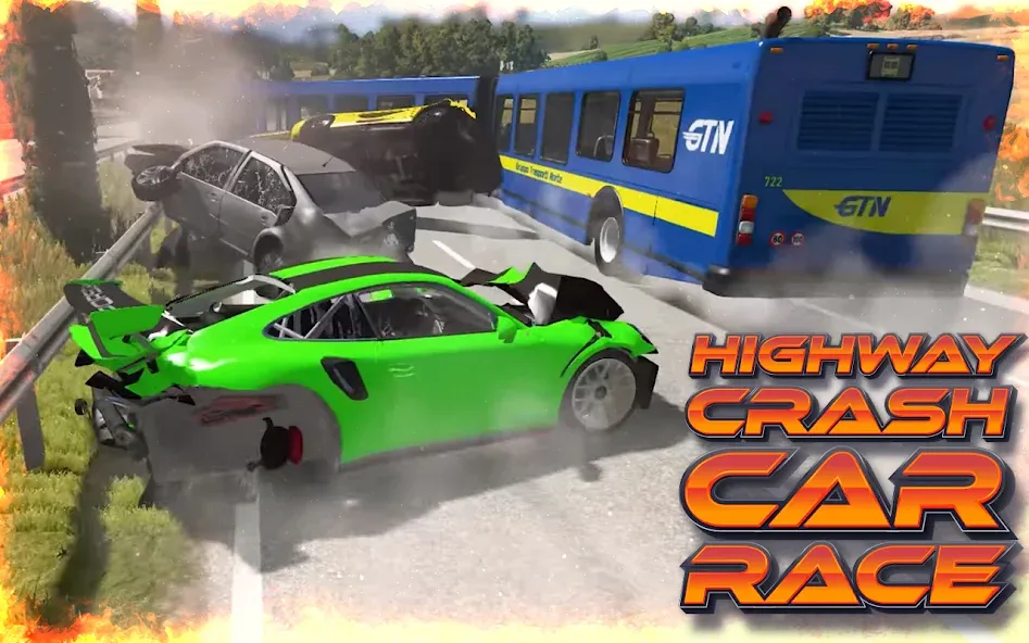 Highway Crash Car Race [МОД: Все открыто, Дополнительные деньги и Меню MOD] Screenshot 3