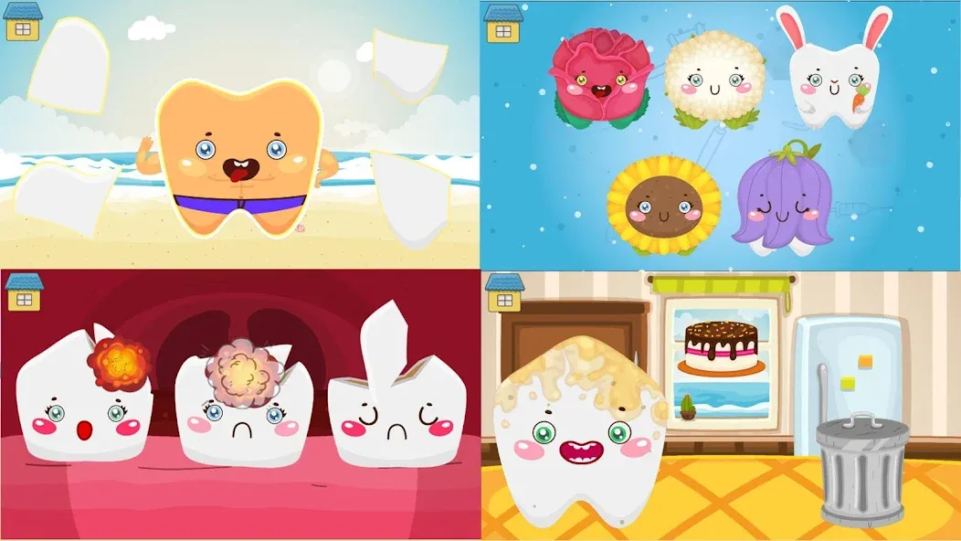Funny Teeth kids dentist care! [МОД: Бесконечные деньги, Монеты и Мега MOD] Screenshot 1