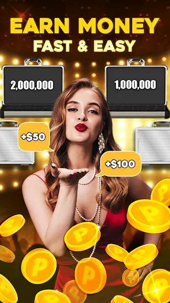 Deal Be Richest: Vegas Coin (Голден Дил Зе Миллион Прайз) [МОД: Меню, Бесконечные монеты и Открытые уровни] Screenshot 1