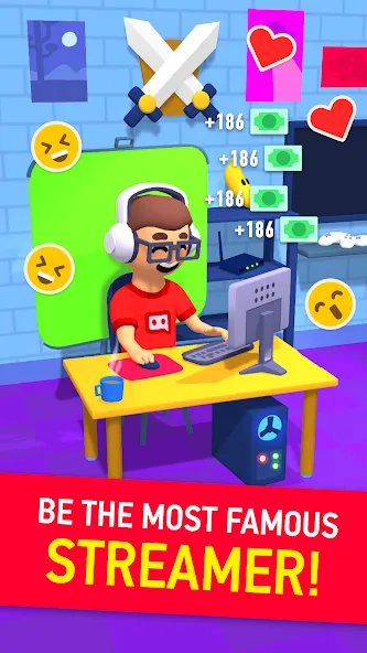 Idle Streamer - Tuber game (Айдл стример) [МОД: Бесконечные деньги, Монеты и Мега MOD] Screenshot 1