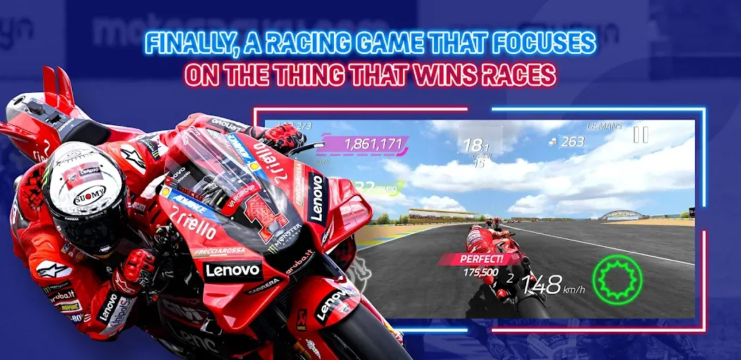 MotoGP Racing '23 [МОД: Меню, Бесконечные монеты и Открытые уровни] Screenshot 1