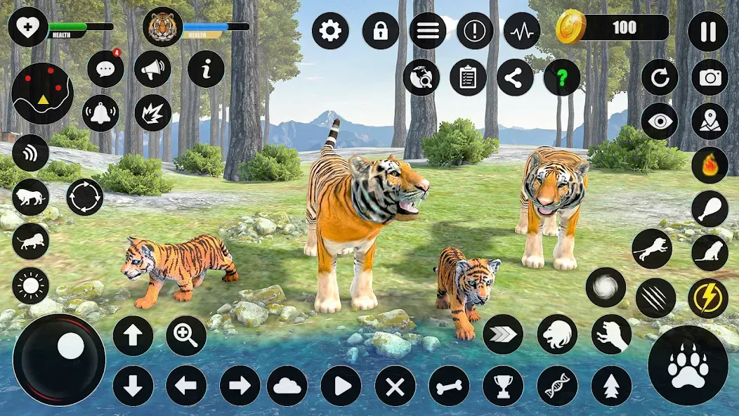 Tiger Simulator Animal Games (Тигровый симулятор  игры с животными) [МОД: Деньги, Монеты и Меню MOD] Screenshot 2