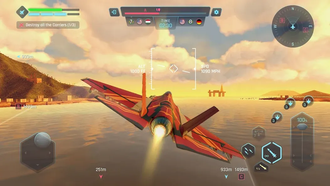 Sky Warriors: Airplane Games (Скай Ворриорс) [МОД: Бесконечные деньги, Монеты и Мега MOD] Screenshot 2