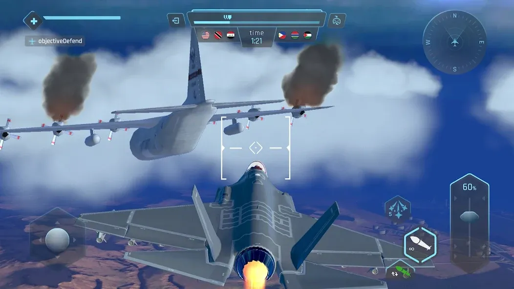 Sky Warriors: Airplane Games (Скай Ворриорс) [МОД: Бесконечные деньги, Монеты и Мега MOD] Screenshot 4