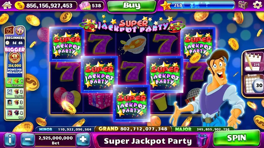 Jackpot Party Casino Slots (Джекпот Пати) [МОД: Много монет, Открытые уровни и Мега MOD] Screenshot 4