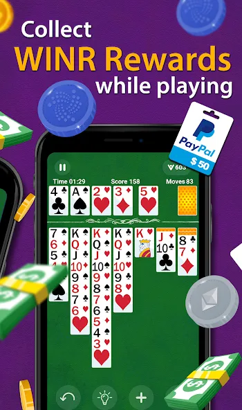 Solitaire - Make Money [МОД: Меню, Бесконечные монеты и Открытые уровни] Screenshot 2