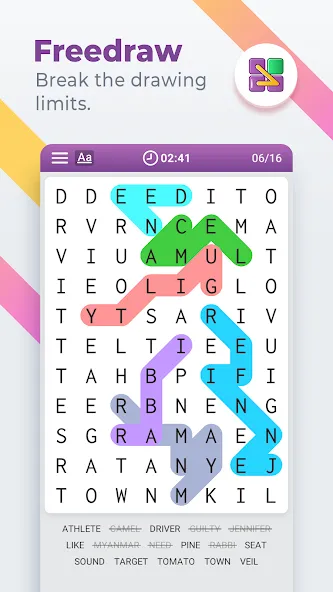 Word Search Colorful [МОД: Все открыто, Дополнительные деньги и Меню MOD] Screenshot 5