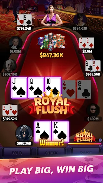 Mega Hit Poker: Texas Holdem (Мега Хит Покер) [МОД: Бесконечные деньги, Монеты и Мега MOD] Screenshot 2