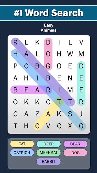 Word Search: Word Find (Ворд Срч) [МОД: Все открыто, Дополнительные деньги и Меню MOD] Screenshot 1