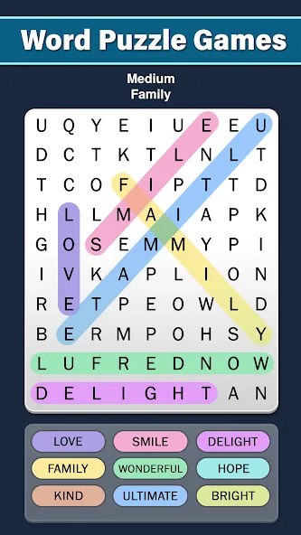 Word Search: Word Find (Ворд Срч) [МОД: Все открыто, Дополнительные деньги и Меню MOD] Screenshot 2