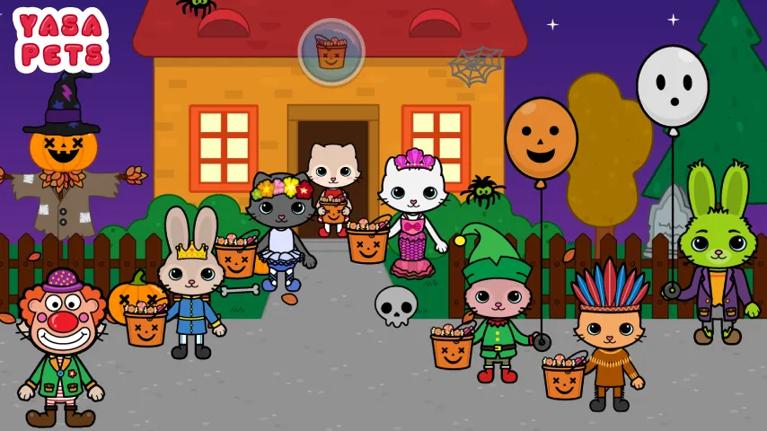Yasa Pets Halloween (Яса Петс Хэллоуин) [МОД: Меню, Бесконечные монеты и Открытые уровни] Screenshot 1