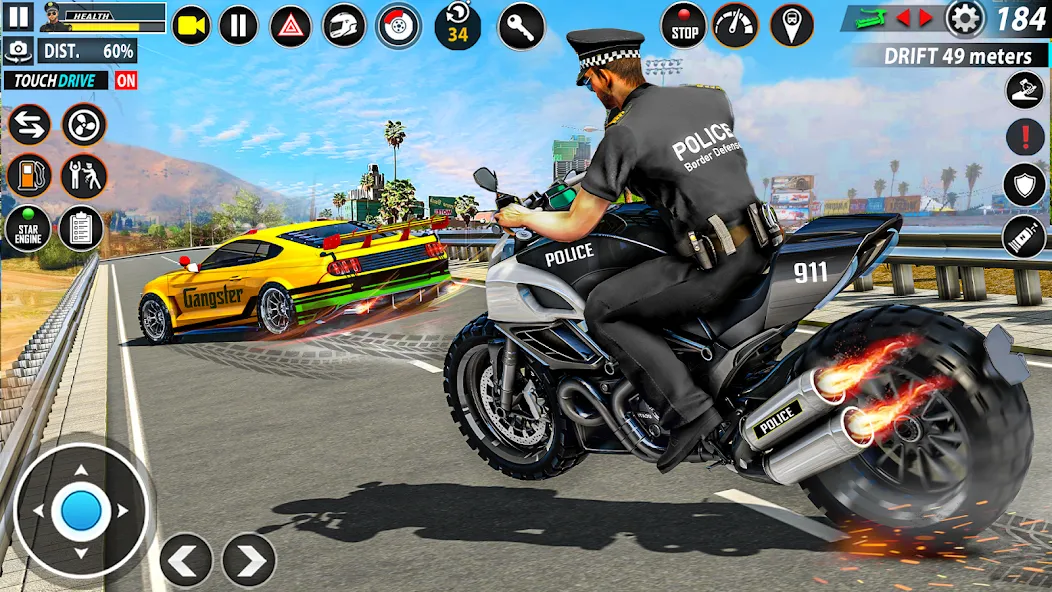 Police Moto Bike Chase Crime (Полицейская мотоциклетная погоня за преступником) [МОД: Все открыто, Дополнительные деньги и Меню MOD] Screenshot 5