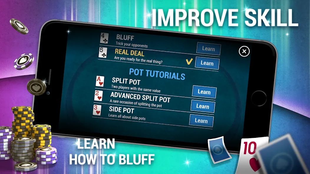 Learn How To Play Texas Poker [МОД: Меню, Бесконечные монеты и Открытые уровни] Screenshot 4