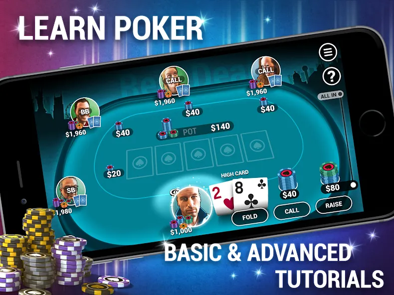 Learn How To Play Texas Poker [МОД: Меню, Бесконечные монеты и Открытые уровни] Screenshot 5