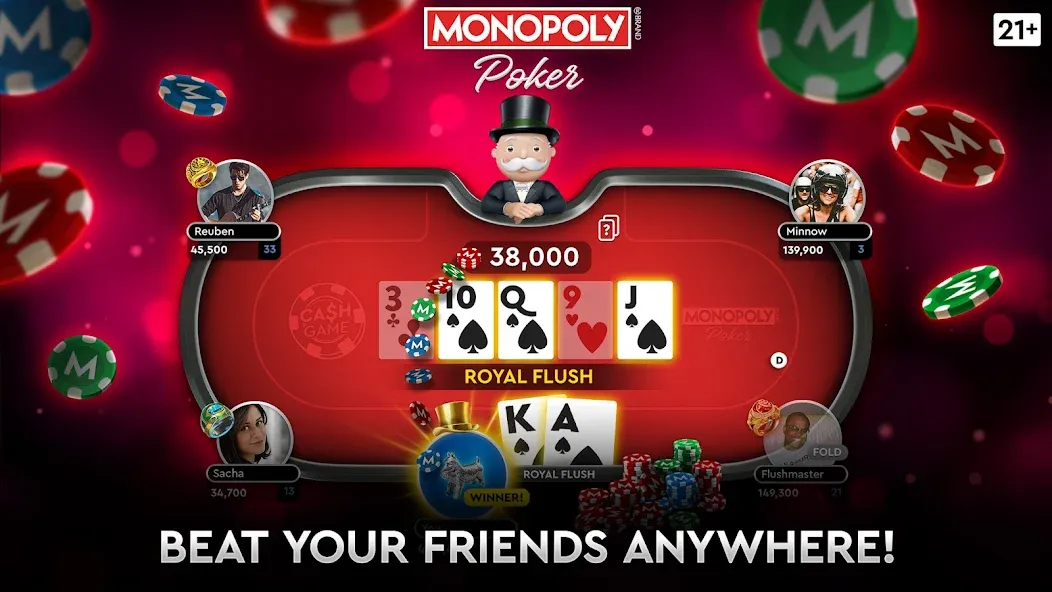 MONOPOLY Poker - Texas Holdem (МОНОПОЛИЯ Покер) [МОД: Деньги, Монеты и Меню MOD] Screenshot 3
