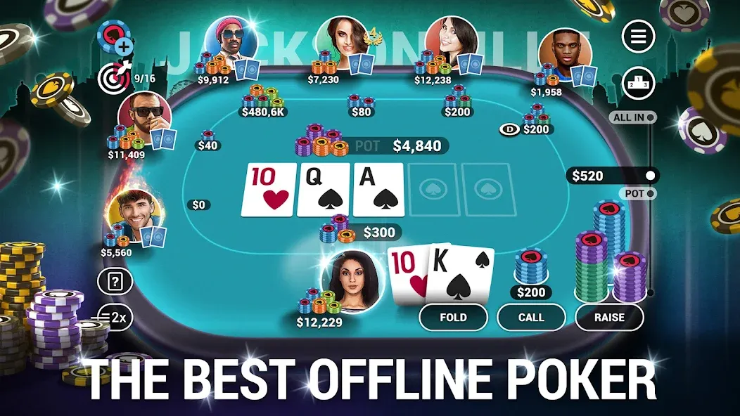Poker World, Offline TX Holdem (Покер Ворлд) [МОД: Много монет, Открытые уровни и Мега MOD] Screenshot 1