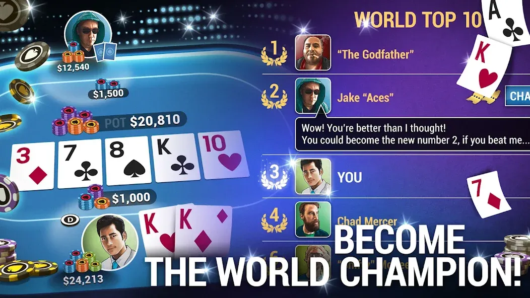 Poker World, Offline TX Holdem (Покер Ворлд) [МОД: Много монет, Открытые уровни и Мега MOD] Screenshot 3