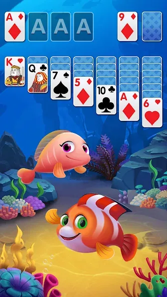Solitaire Fish Klondike Card (Солитер Карточная игра Клондайк Фиш) [МОД: Бесконечные деньги, Монеты и Мега MOD] Screenshot 1