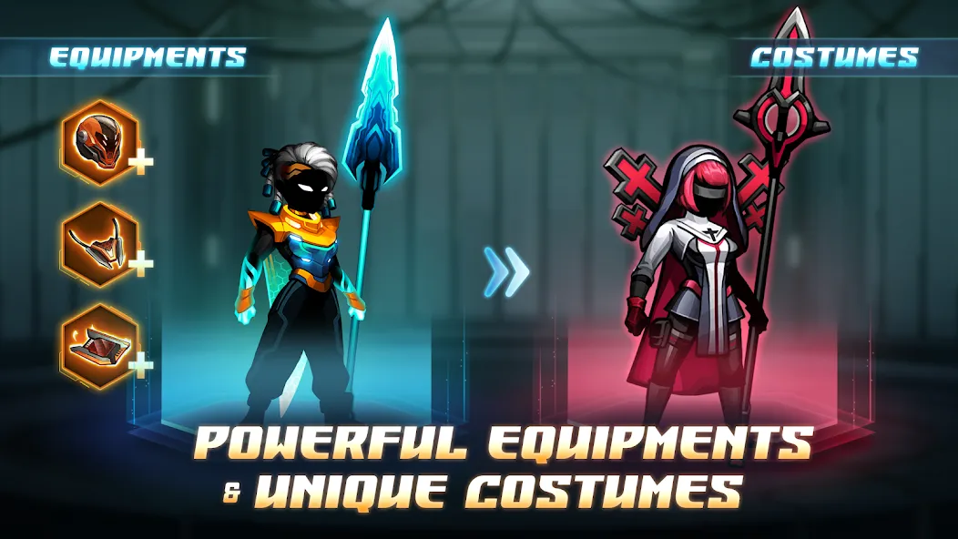 Cyber Fighters: Offline Game (Сайбер Стикмен) [МОД: Много монет, Открытые уровни и Мега MOD] Screenshot 3