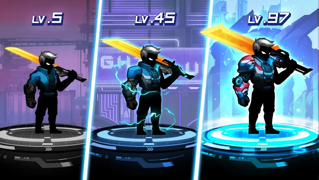 Cyber Fighters: Offline Game (Сайбер Стикмен) [МОД: Много монет, Открытые уровни и Мега MOD] Screenshot 4