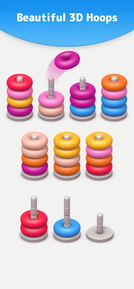 Color Sort 3D — Hoop Stack [МОД: Деньги, Монеты и Меню MOD] Screenshot 1
