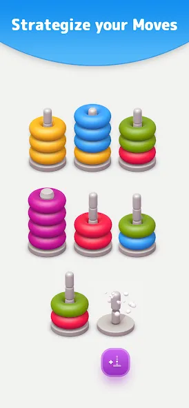 Color Sort 3D — Hoop Stack [МОД: Деньги, Монеты и Меню MOD] Screenshot 2