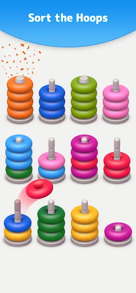 Color Sort 3D — Hoop Stack [МОД: Деньги, Монеты и Меню MOD] Screenshot 4