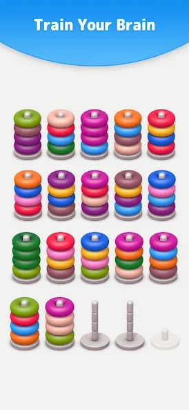 Color Sort 3D — Hoop Stack [МОД: Деньги, Монеты и Меню MOD] Screenshot 5