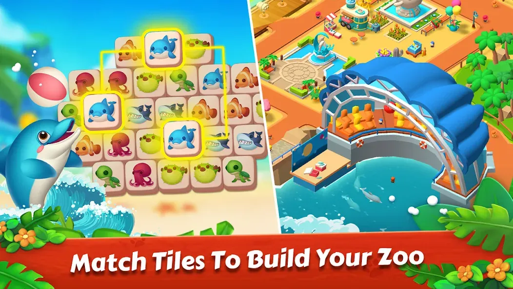 Zoo Tile - Match Puzzle Game (Зу Тайл) [МОД: Меню, Бесконечные монеты и Открытые уровни] Screenshot 2