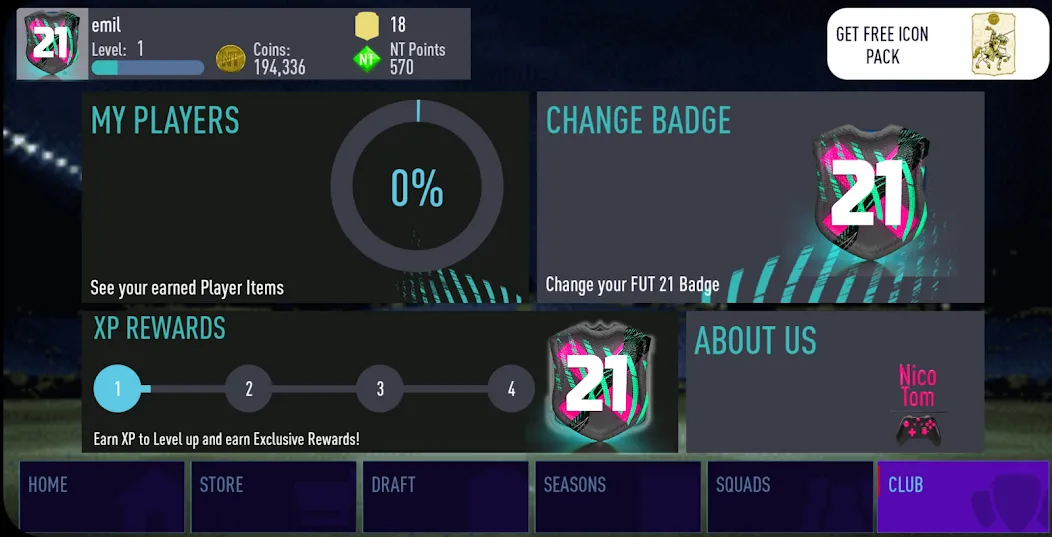 NT 21 Draft + Pack Opener [МОД: Меню, Бесконечные монеты и Открытые уровни] Screenshot 3
