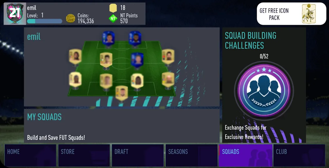 NT 21 Draft + Pack Opener [МОД: Меню, Бесконечные монеты и Открытые уровни] Screenshot 5