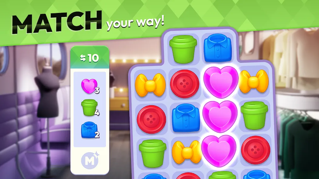 Makeover Match - Fashion Game (Мейковер Матч) [МОД: Много денег, Монет и Все открыто] Screenshot 5