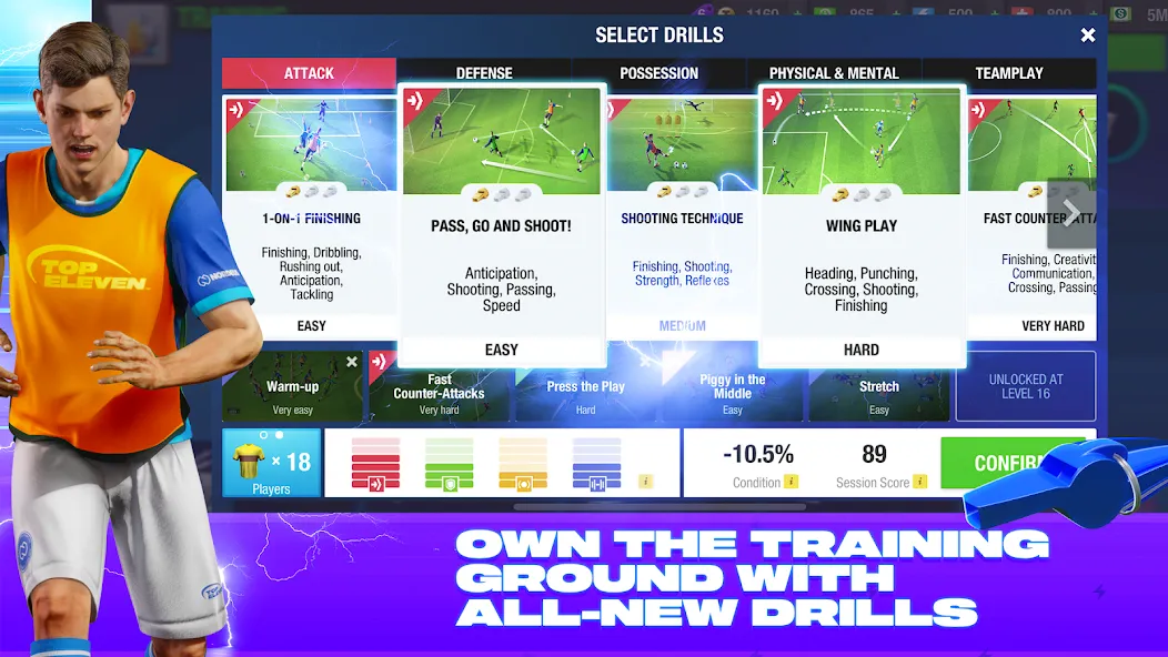 Top Eleven Be a Soccer Manager (Топ Илевен Би Футбол Менеджер) [МОД: Все открыто, Дополнительные деньги и Меню MOD] Screenshot 4