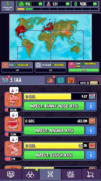 Idle Infection (Айдл Инфекшн) [МОД: Все открыто, Дополнительные деньги и Меню MOD] Screenshot 5
