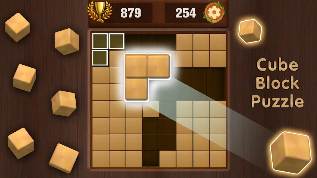 Wooden Cube Block Puzzle (Деревянный кубик головоломка) [МОД: Много денег, Монет и Все открыто] Screenshot 1