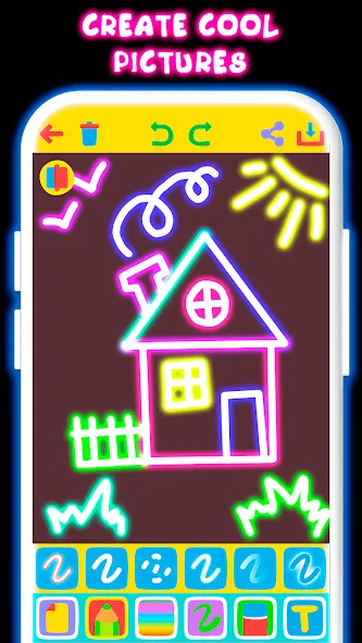Drawing For Kids - Glow Draw [МОД: Деньги, Монеты и Меню MOD] Screenshot 1