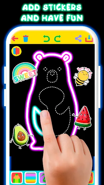 Drawing For Kids - Glow Draw [МОД: Деньги, Монеты и Меню MOD] Screenshot 2
