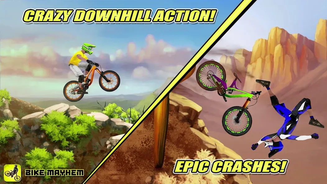 Bike Mayhem Free (Байк Мейхем Фри) [МОД: Меню, Бесконечные монеты и Открытые уровни] Screenshot 1