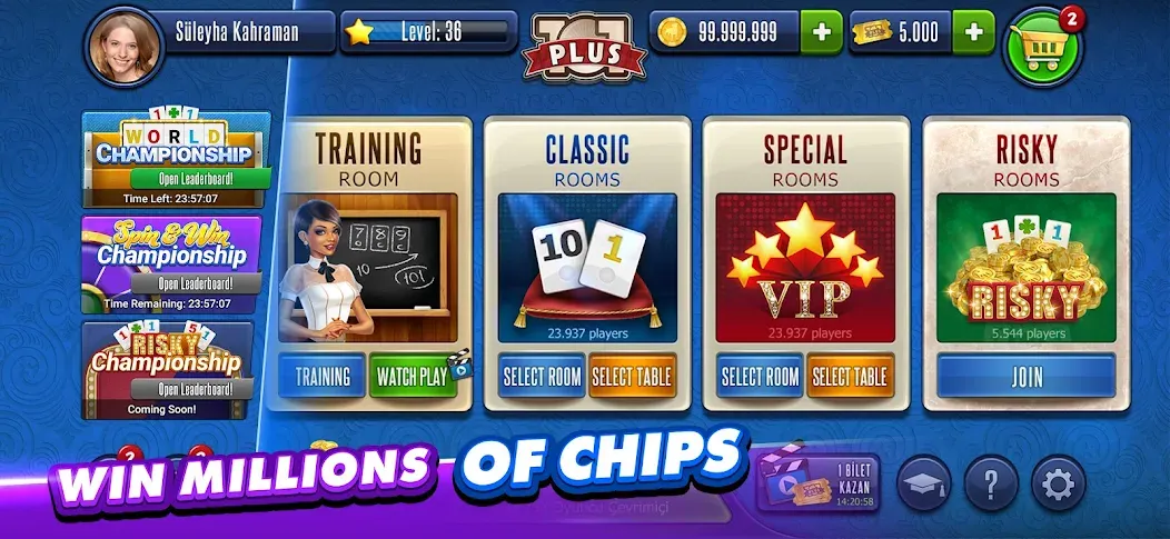 101 Okey Plus Rummy Board Game [МОД: Бесконечные деньги, Монеты и Мега MOD] Screenshot 1