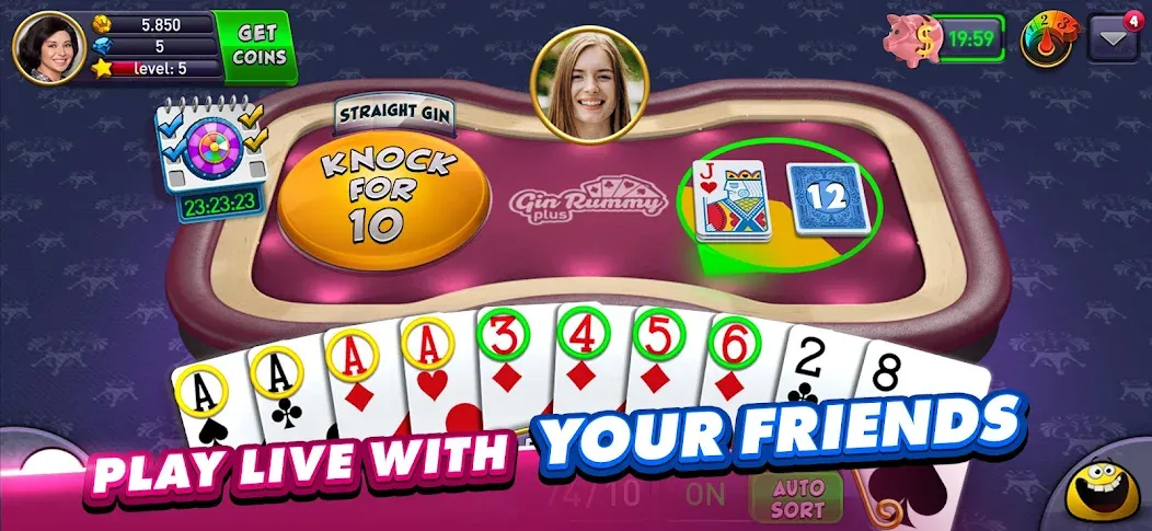 Gin Rummy Plus: Fun Card Game (Джин Рамми Плюс) [МОД: Много денег, Монет и Все открыто] Screenshot 3